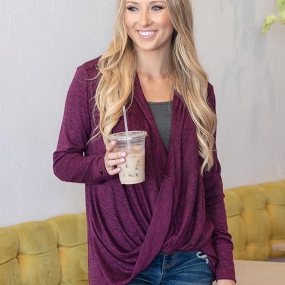 Grace & Lace Snow Day Hoodie Draped Long Sleeve Top Medium